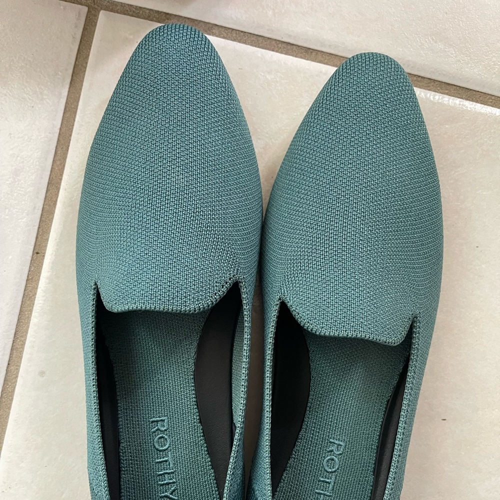 Rothy’s washable shoes. Almond Loafer Blue Sage